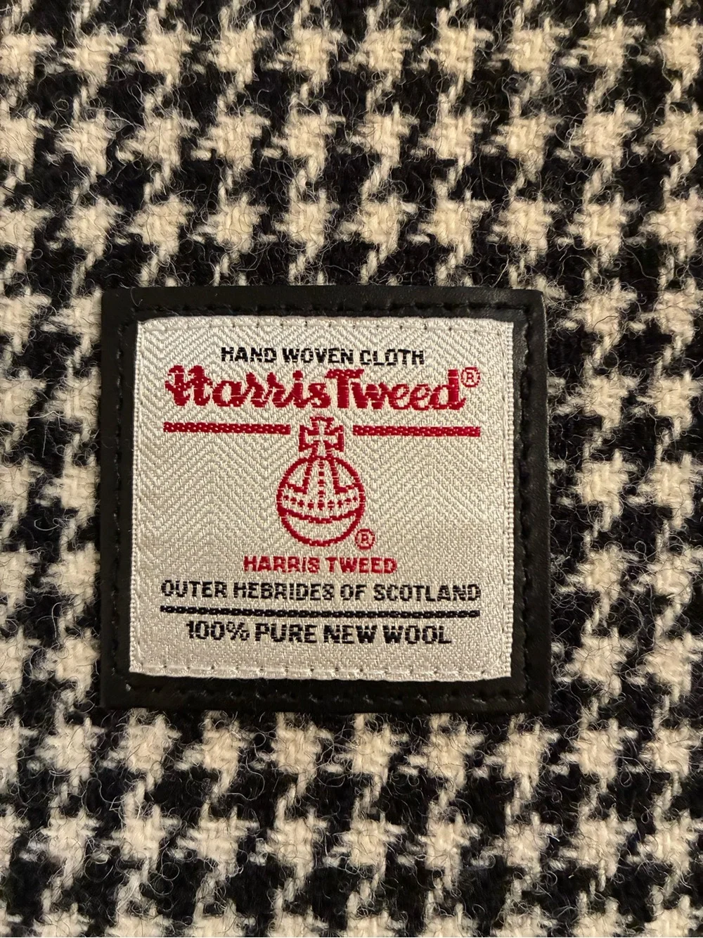 Harris Tweed 100% Pure New Wool Large Houndstooth Tote Bag - Black & White EUC